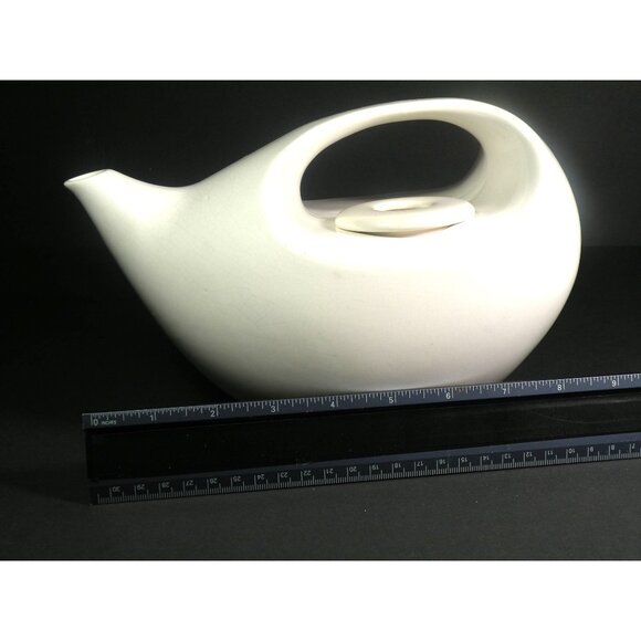 Vintage Robert Witkoff Mid-Century White Porcelain Teapot With Sculptural Desig - Picture 9 of 13